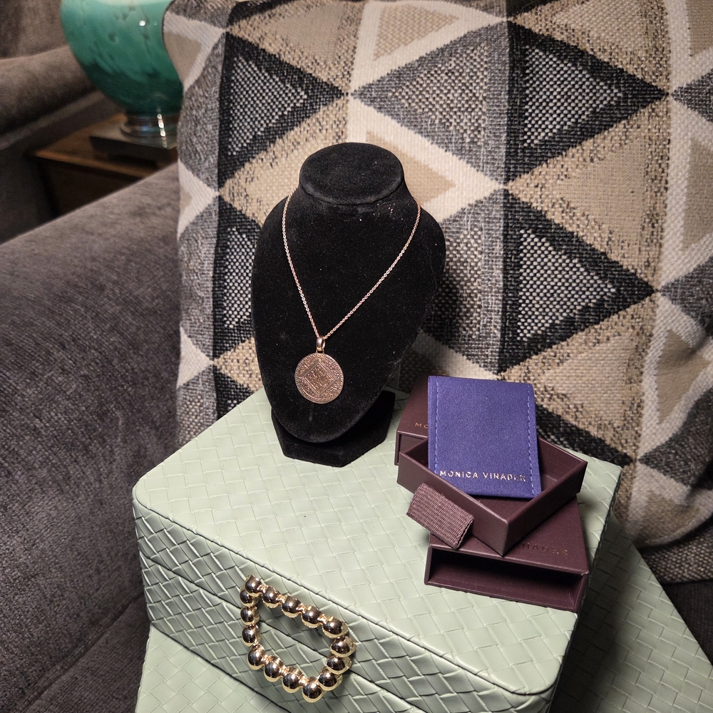 Monica Vinader Rose Gold Medallion And Adjustable Chain
